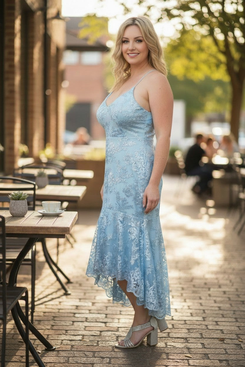 BELINDA Dusty Blue High Low Dress – Orne Trendz