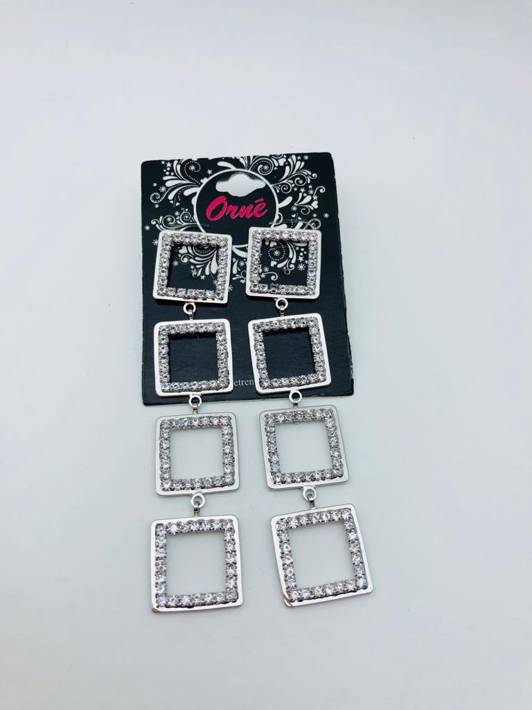GEO SQUARE SILVER EARRINGS image 0