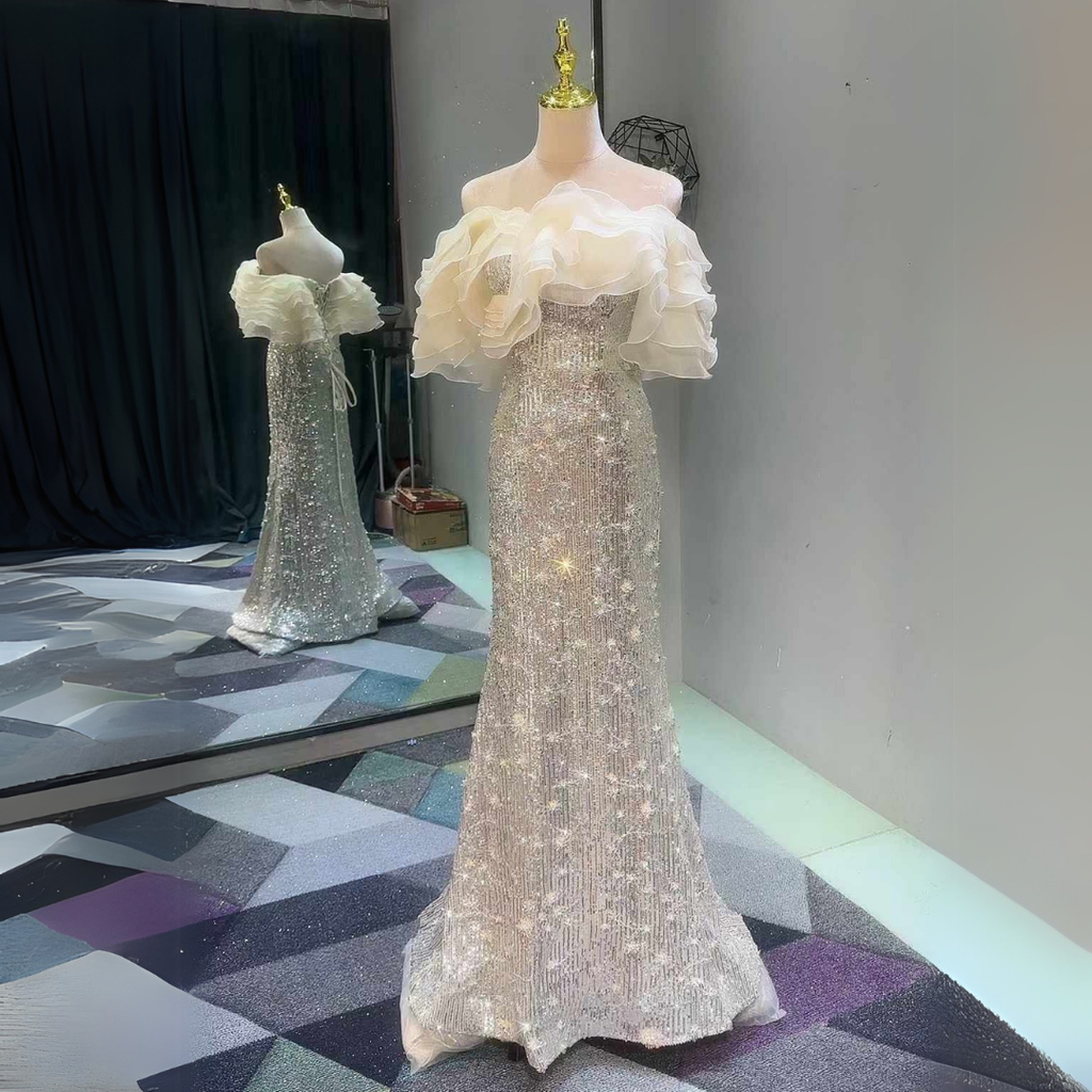 CUSTOMIZED LUSTROUS SILVER GOWN image 0