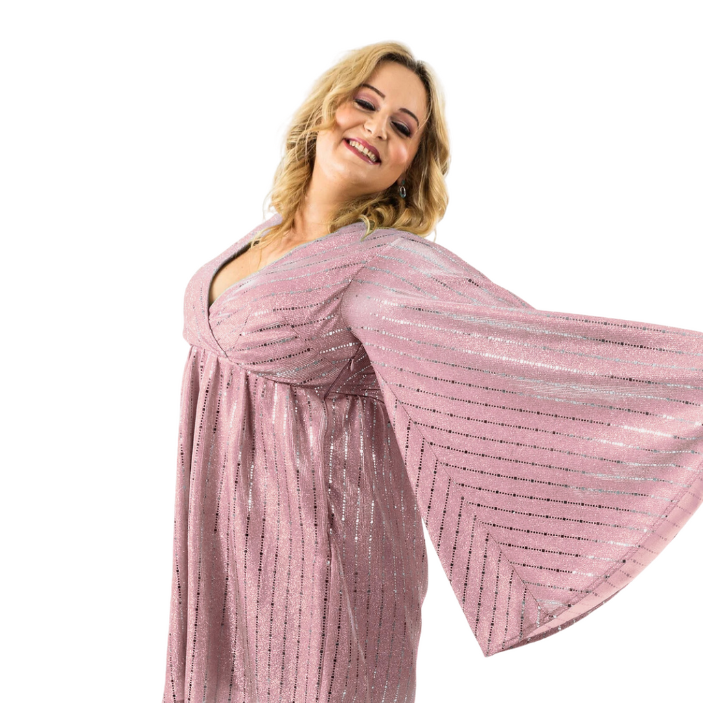 SANDRA PLUS SIZE DUSTY PINK SHIMMER DRESS image 2
