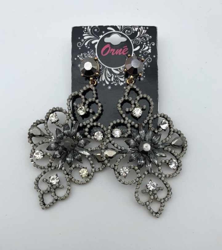 CIRCULAR DISC CHUNKY CHANDELIER WITH STONES EARRINGS image 0