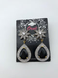 FLORAL BLACK RHINESTONE DROP EARRINGS image 0