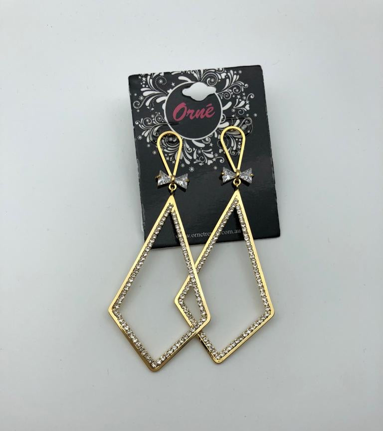 DIAMOND BOW DROP GOLD EARRINGS image 0