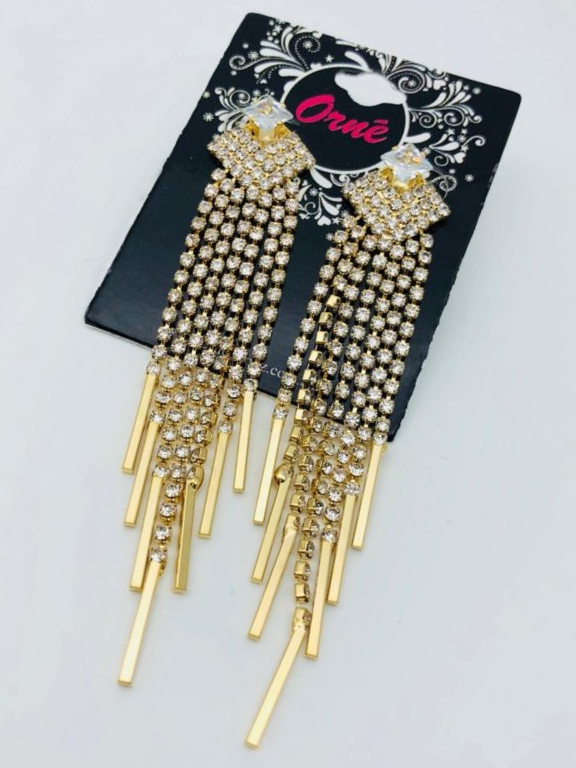 SMALL TASSEL LONG GOLD EARRINGS image 1