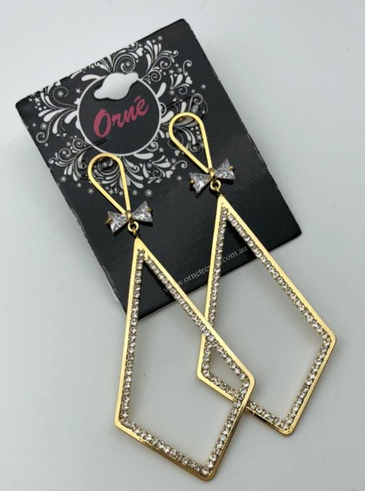 DIAMOND BOW DROP GOLD EARRINGS image 1