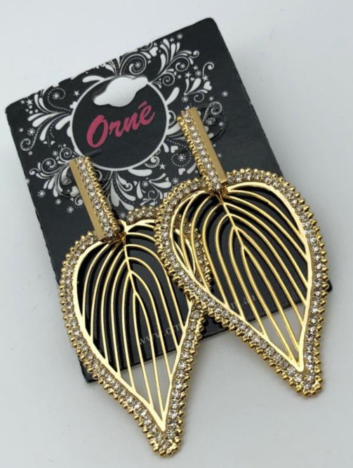 LEAF DIAMANTE GOLD EARRINGS image 1