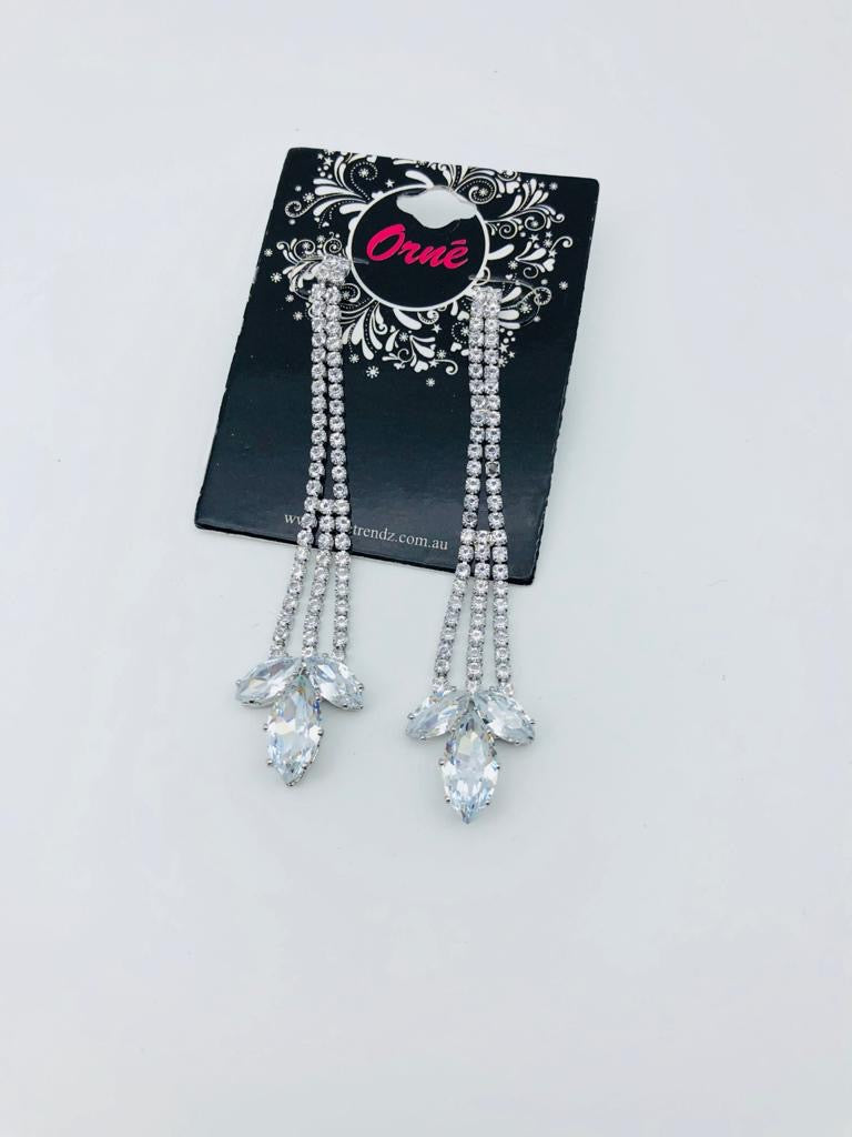 LEAF DROP CUBIC SILVER EARRINGS image 0