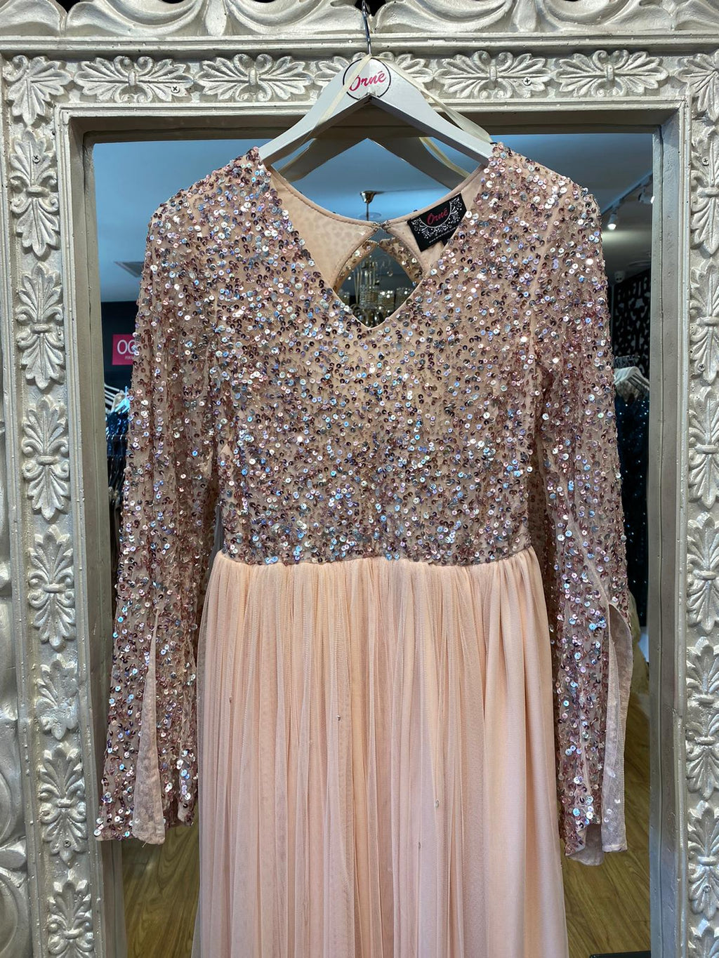 CLAIRE BLUSH LONG SLEEVE DRESS image 4