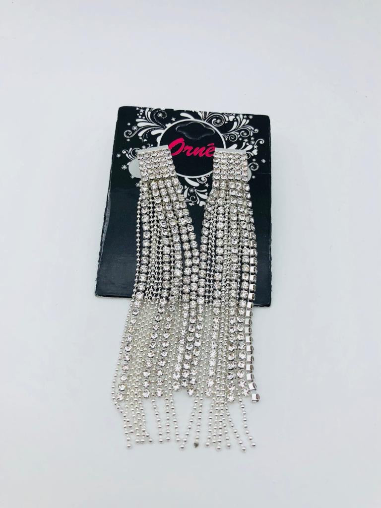 CLIP ON DIAMANTE MULTI STRING EARRINGS image 0
