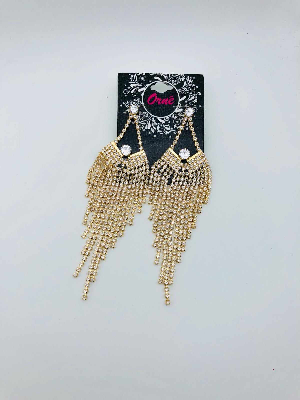 CUBIC ZIRCON DROP CHANDELIER GOLD EARRINGS image 0