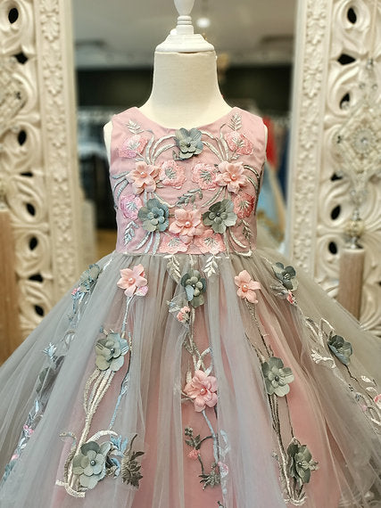 CARLA PINK AND GREY DRESS image 1