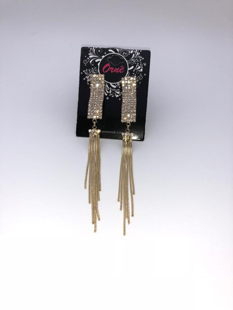 STRING DIAMANTE STONE GOLD EARRINGS image 2