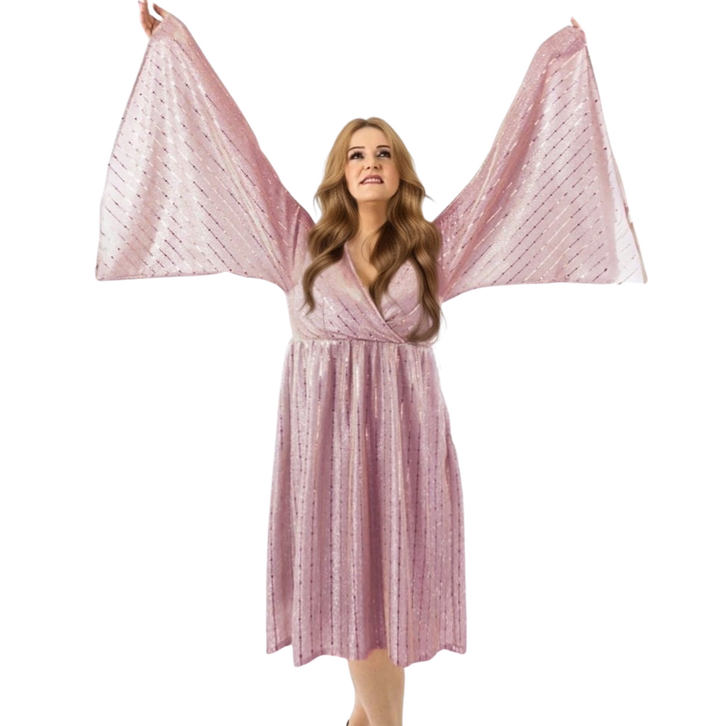 SANDRA PLUS SIZE DUSTY PINK SHIMMER DRESS image 4