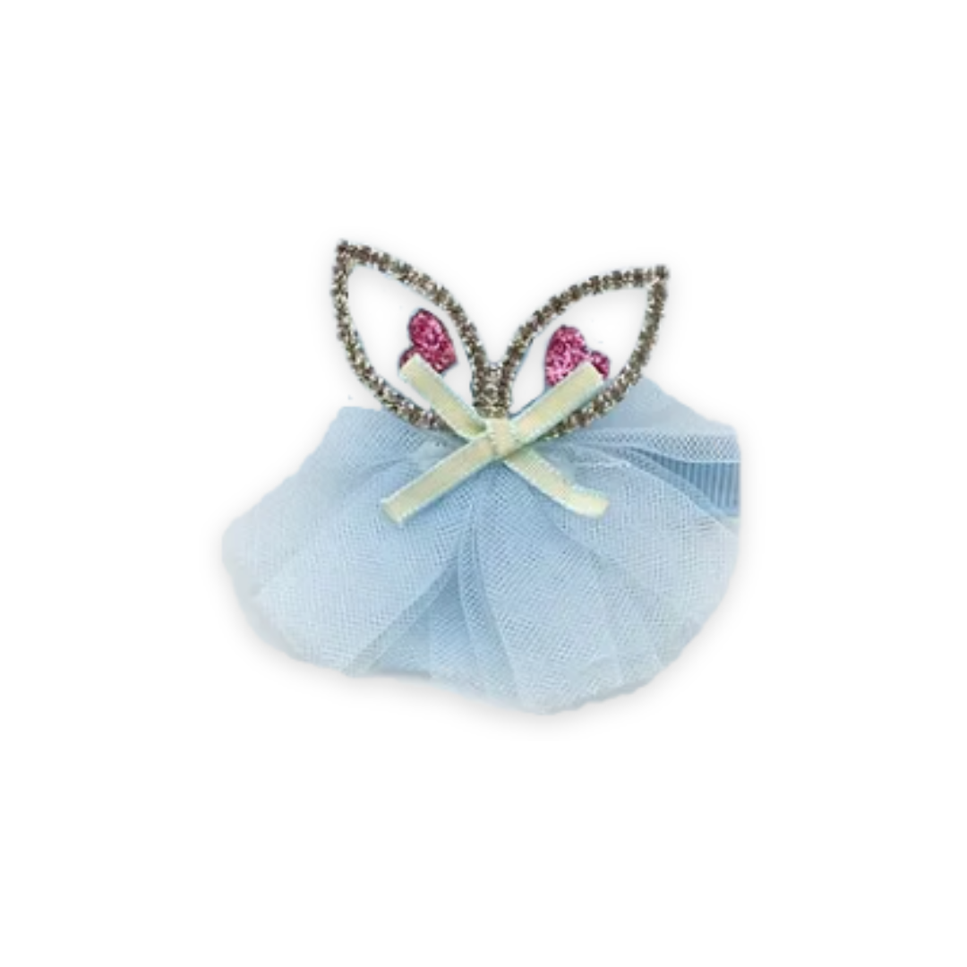 CAT EAR DIAMANTE HAIR CLIP BLUE image 0
