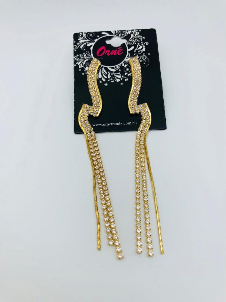 LONG STRING S-DESIGN GOLD EARRINGS image 0