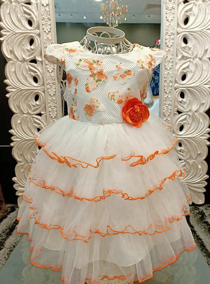 INDIA WHITE/ORANGE DRESS image 0