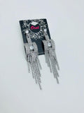 DIAMANTE SQUARE TASSELS SILVER EARRINGS image 0