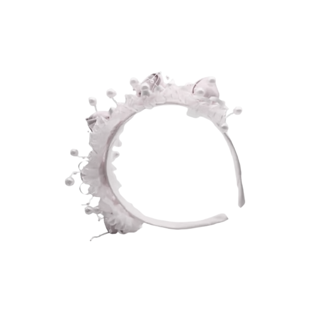 WHITE FLORAL KIDS HEADBAND image 0