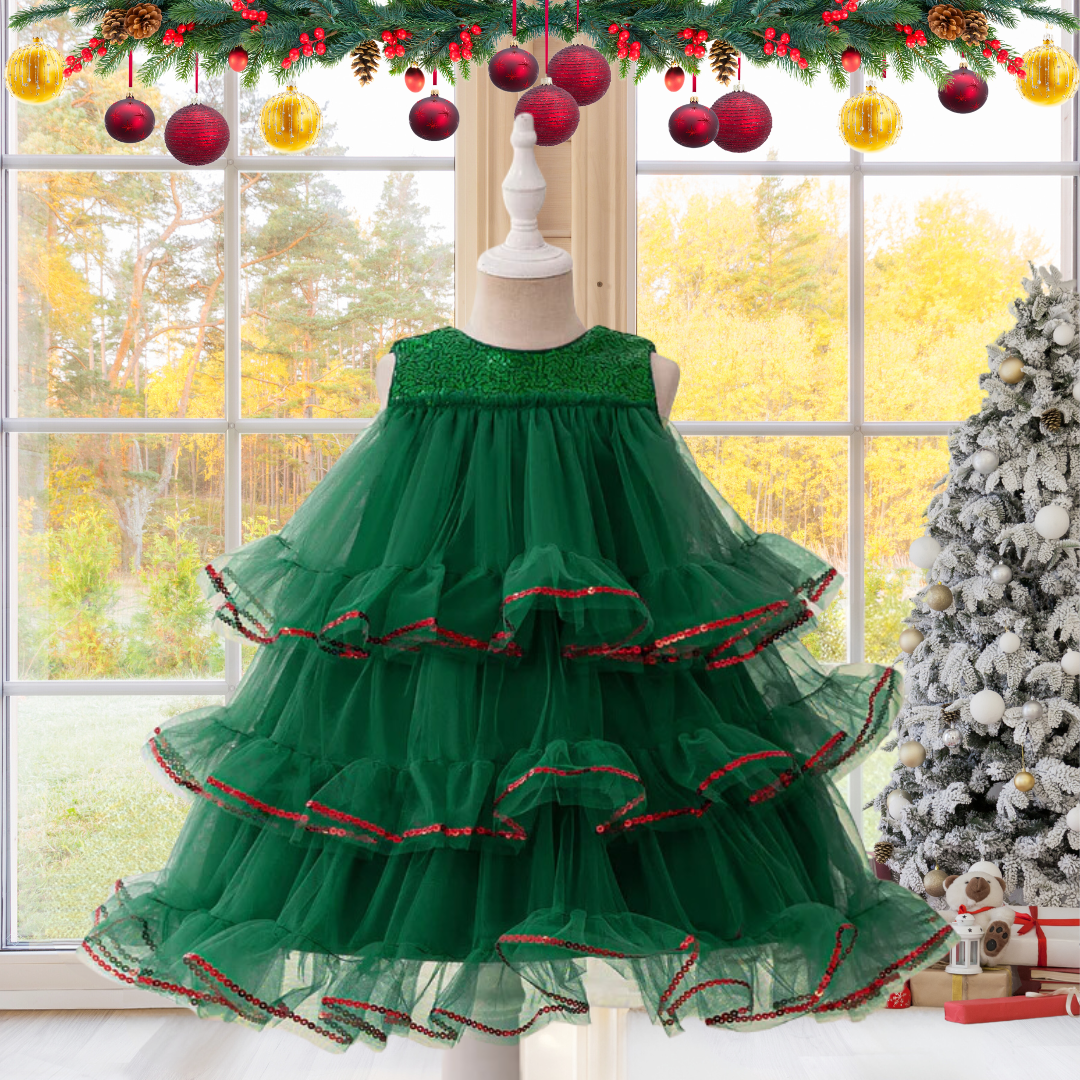 CHRISTMAS TREE GIRL COSTUME DRESS image 1