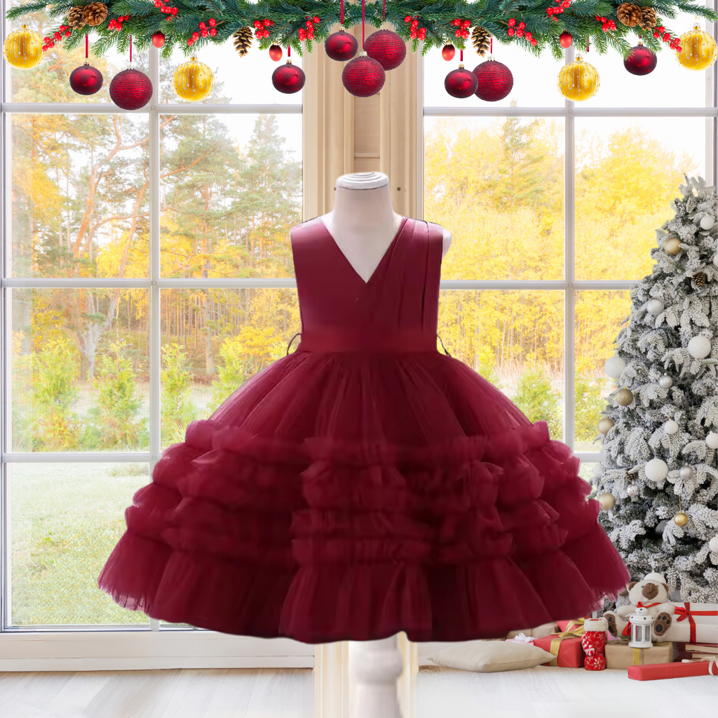 KIDS CHRISTMAS PRINCESS DRESS - RED image 3