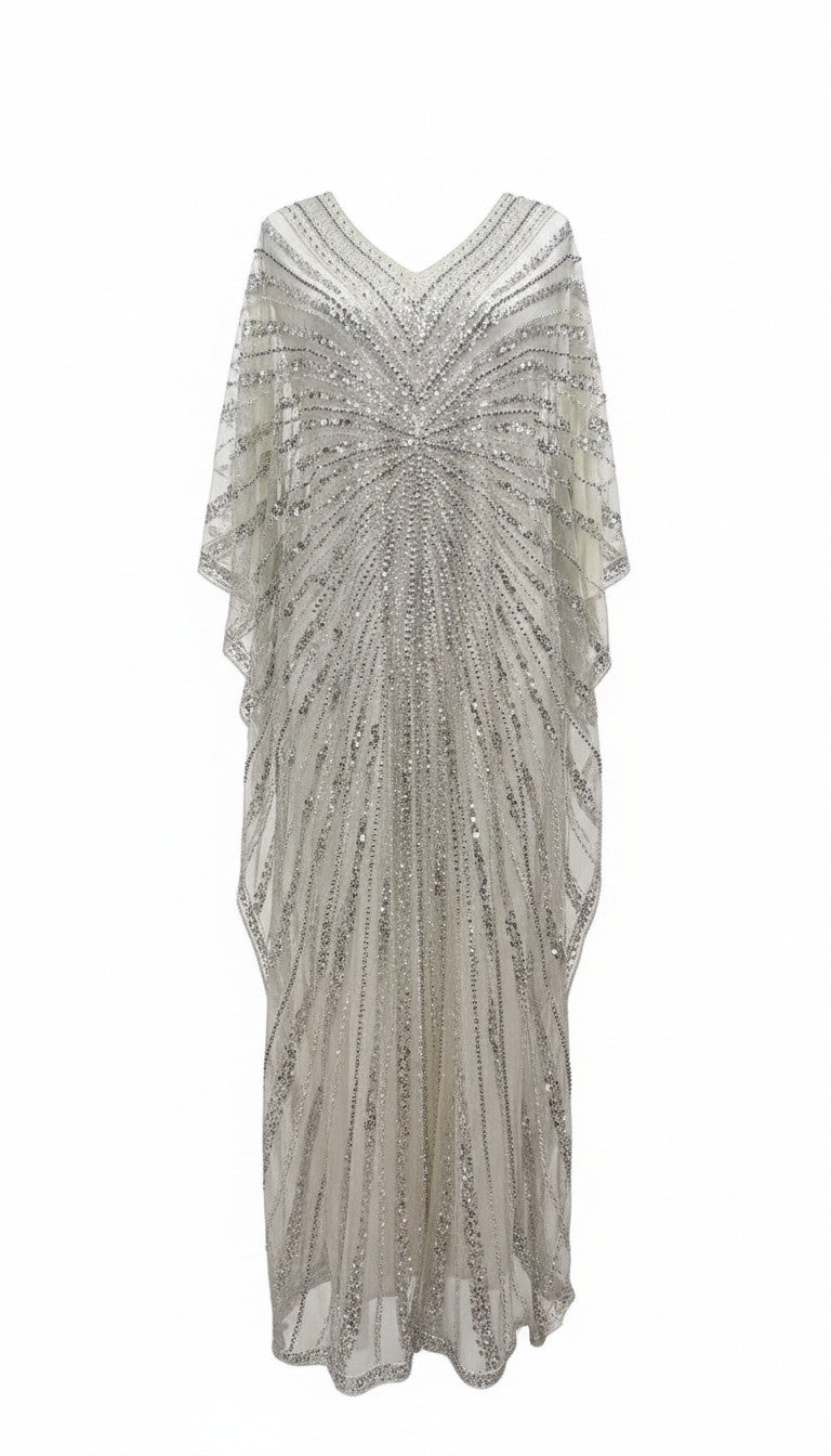 Fairy V neck Embellished Kaftan Dress