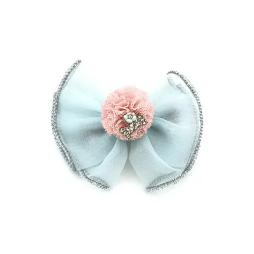 BOW POMPOM HAIR CLIP MINT image 0