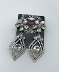 DIAMANTE FLORAL BEADS SILVER EARRINGS image 0