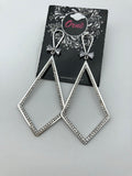 DIAMOND BOW DROP SILVER EARRINGS image 0