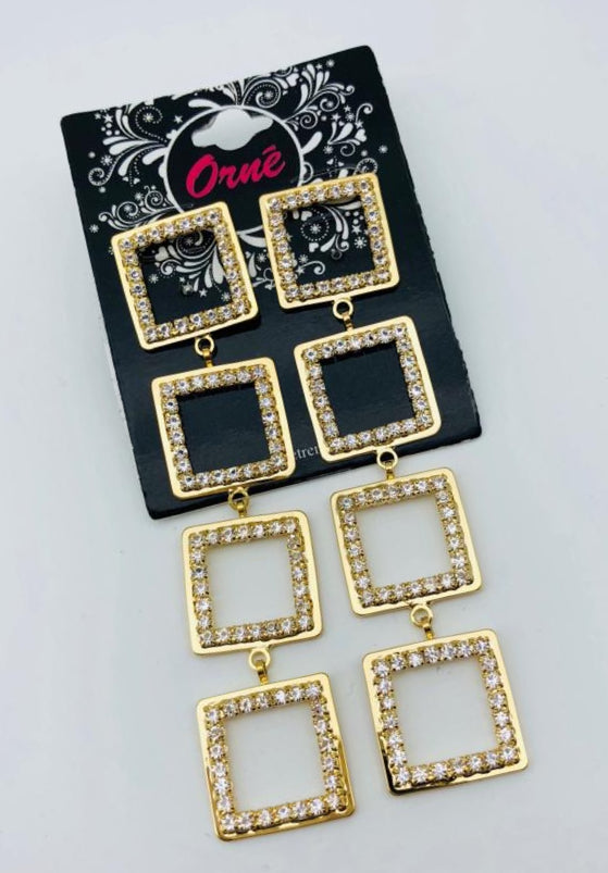 GEO SQUARE GOLD EARRINGS image 1