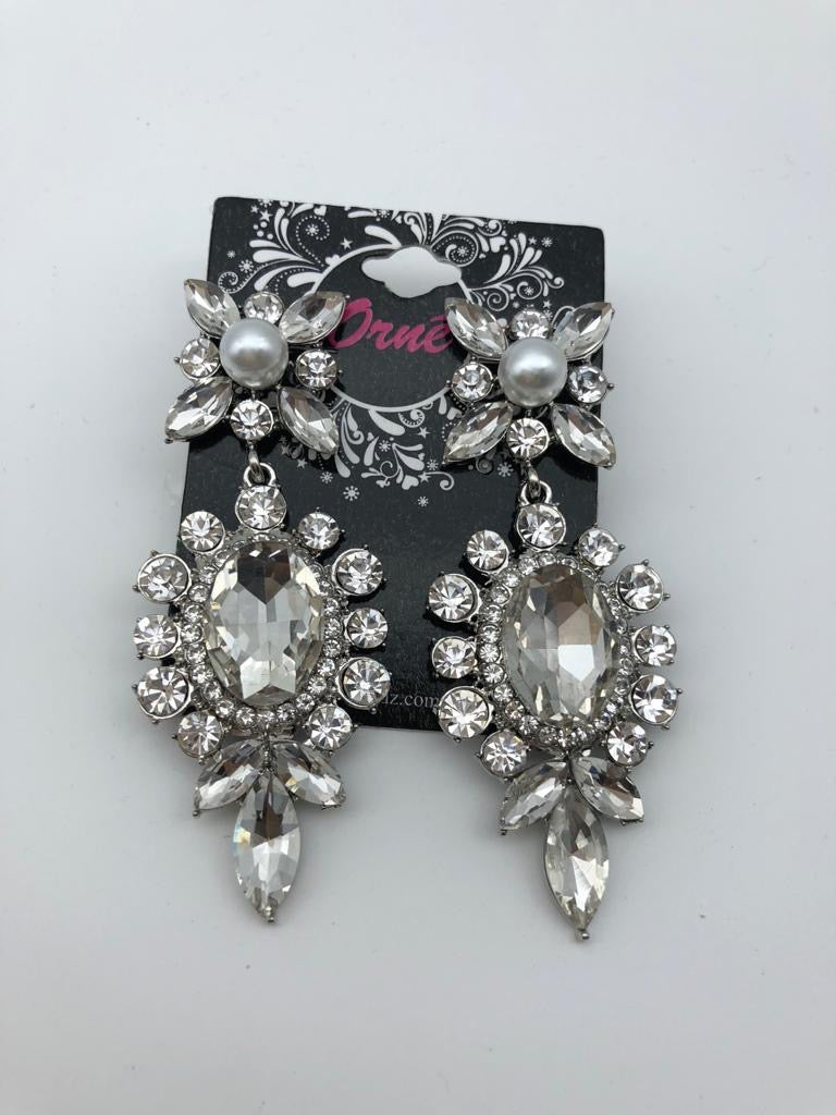 DIAMANTE FLORAL DROP EARRINGS image 0