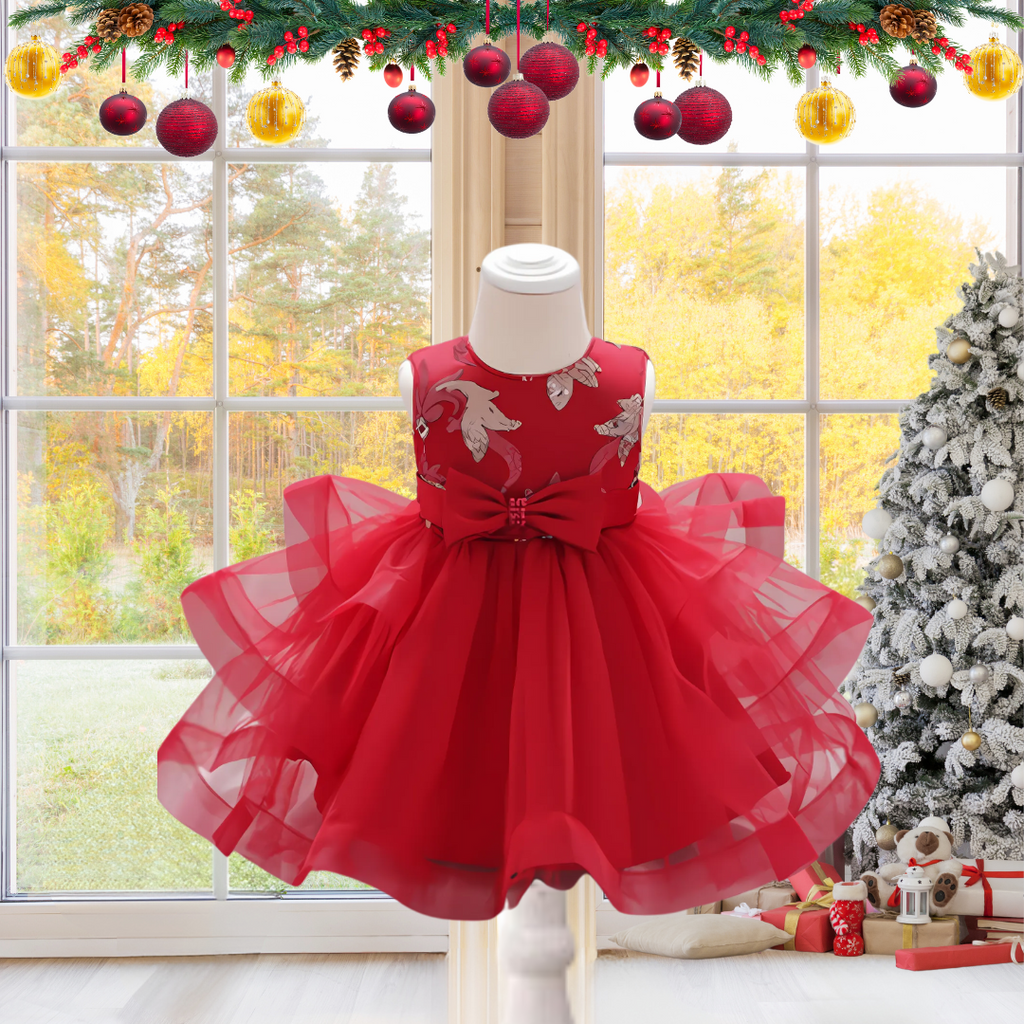 CHRISTMAS KIDS LACE GOWN EMBROIDERED BEADS image 0