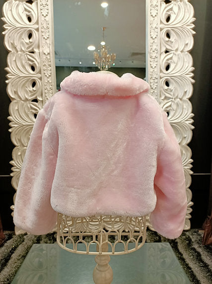 FUR SHRUG PINK WITH BROOCH image 1