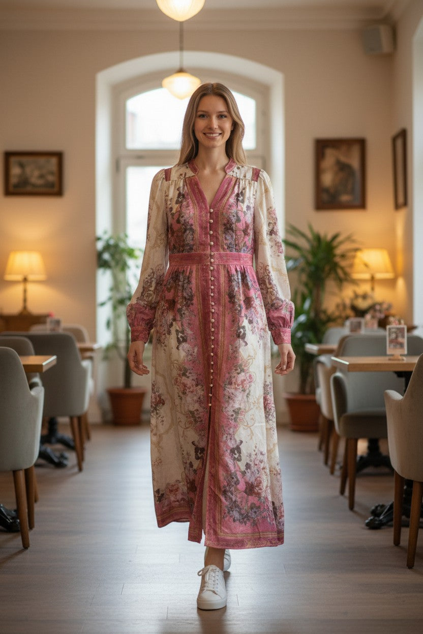 FRANKIE Printed Rayon Midi Dress