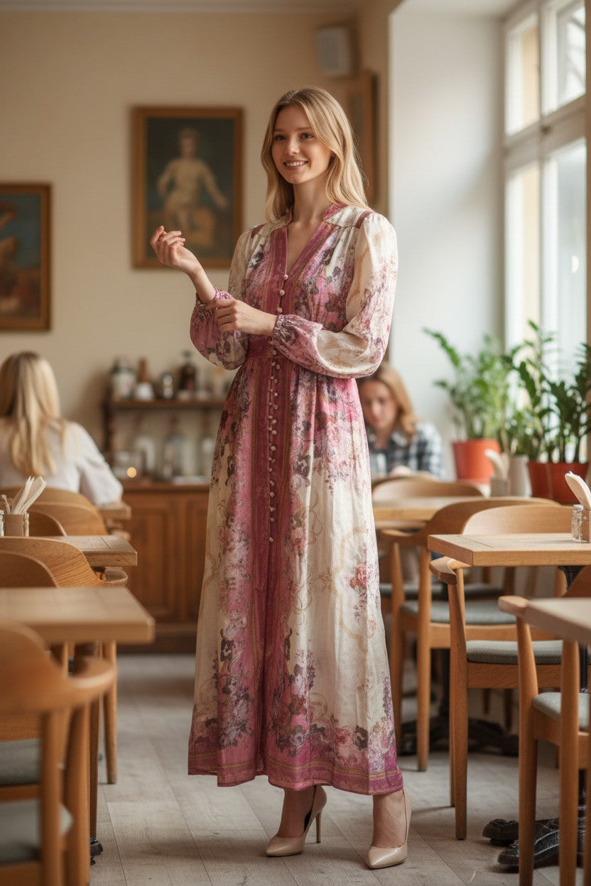 FRANKIE Printed Rayon Midi Dress