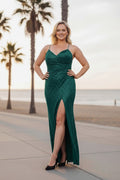 RENEE Strappy Teal Green Color Sequin Dress