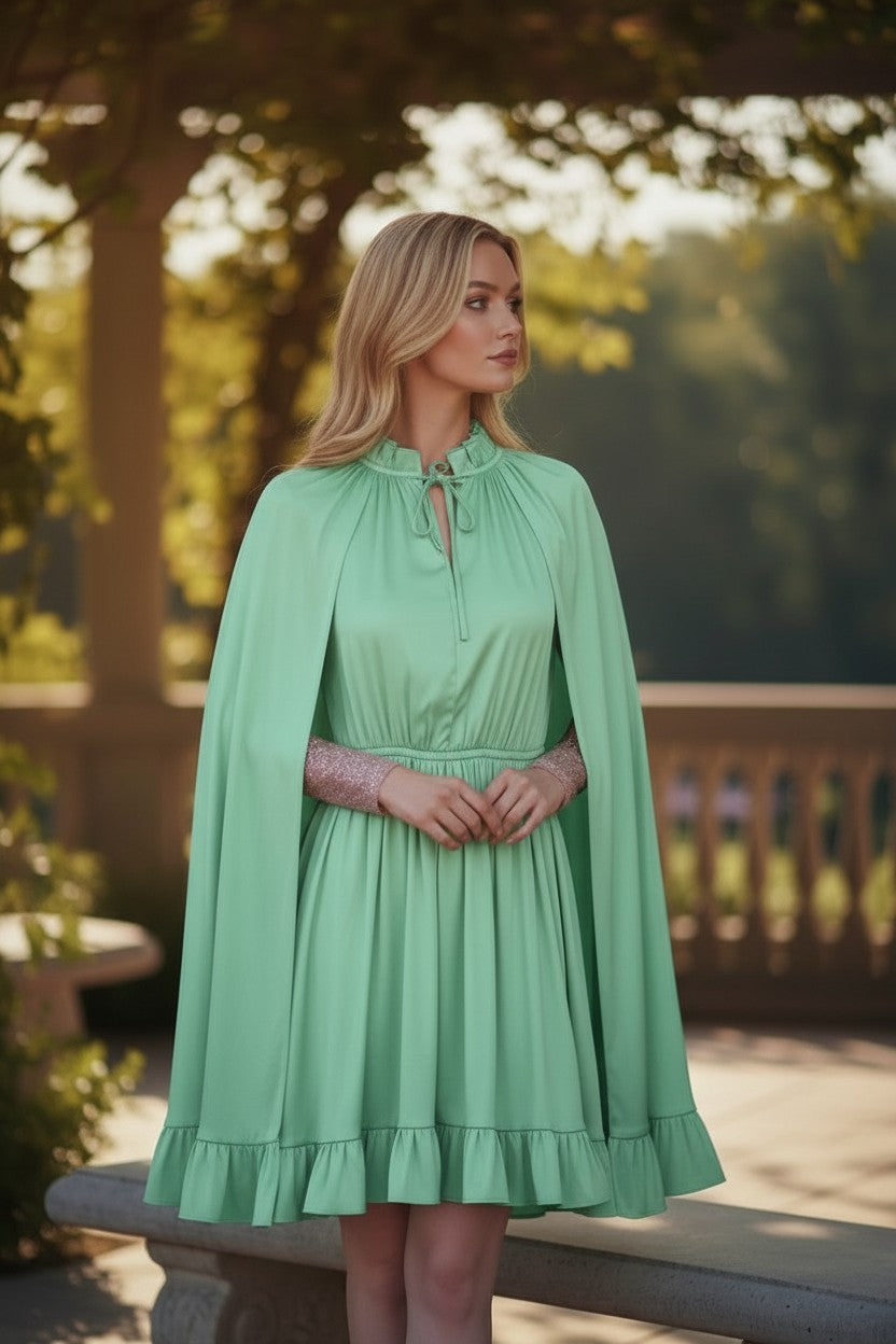 CLARA Long Bell Sleeve/Cape Dress