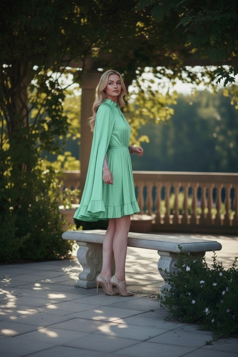 CLARA Long Bell Sleeve/Cape Dress