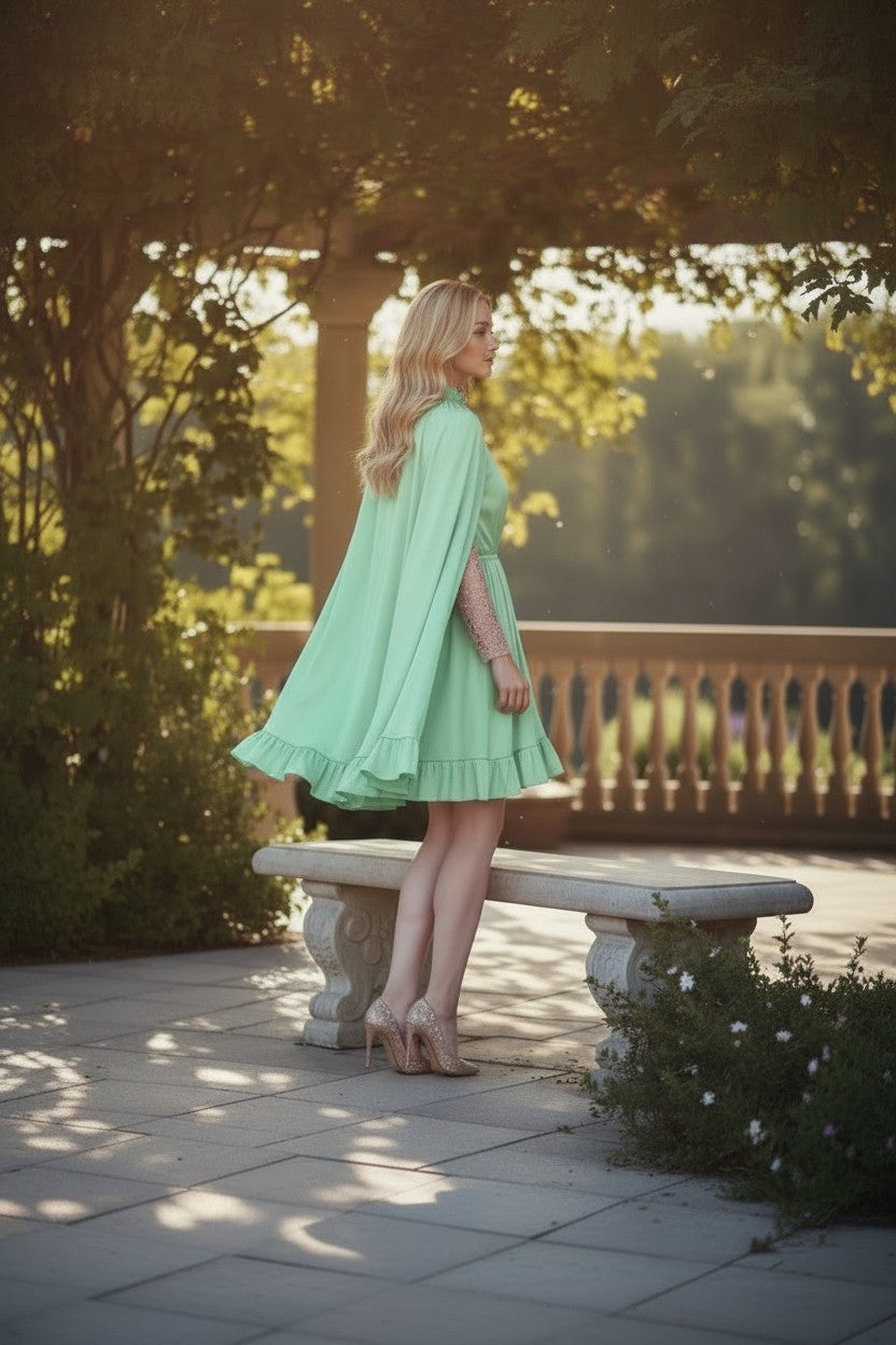 CLARA Long Bell Sleeve/Cape Dress