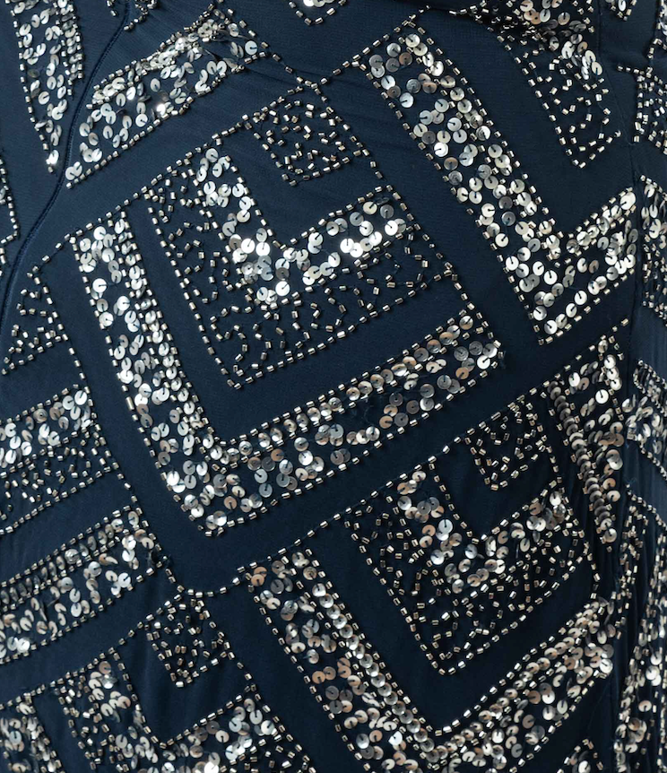 LISA Navy Full Beaded & Sequin Gown