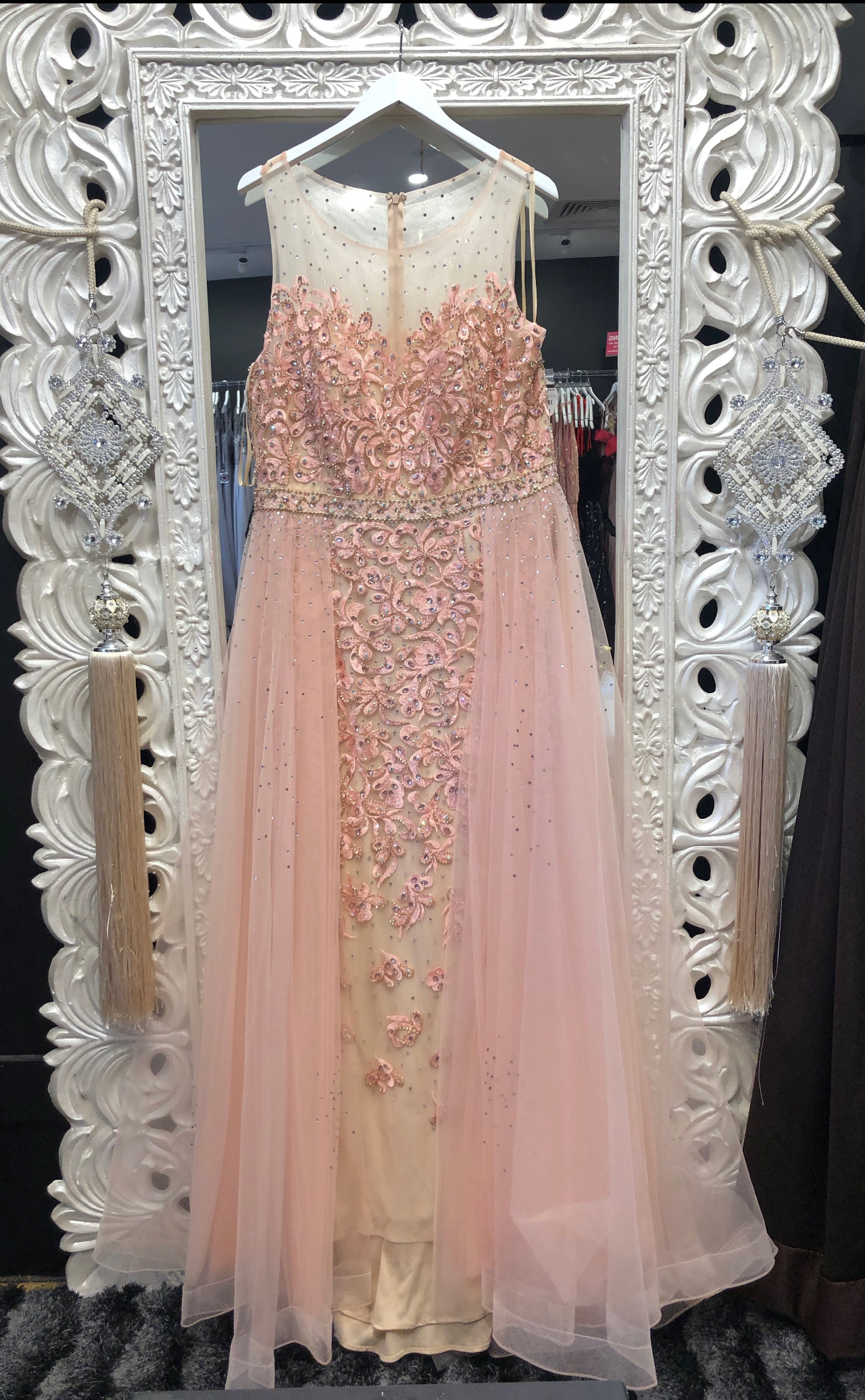 Plus size Beaded Gown with Side Trail