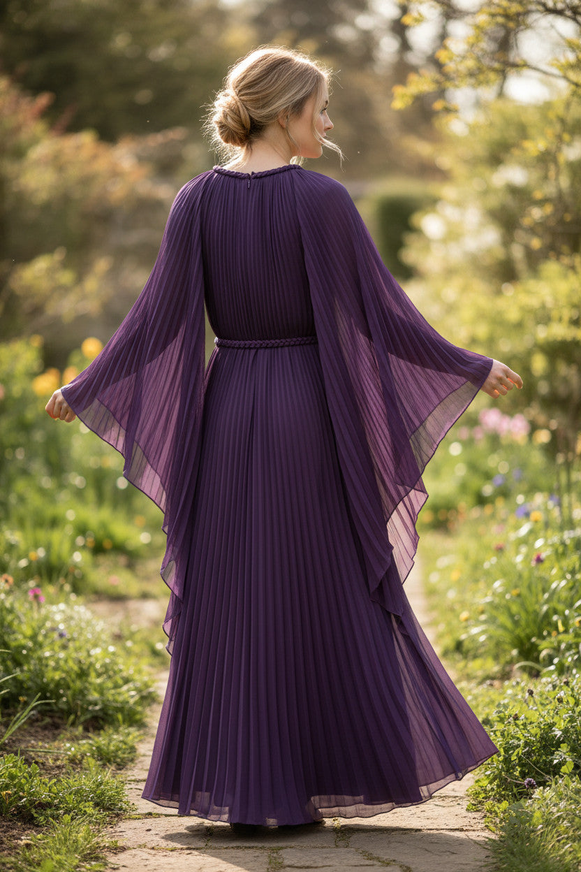 CHLOEE Pleated Gown-Deep Purple