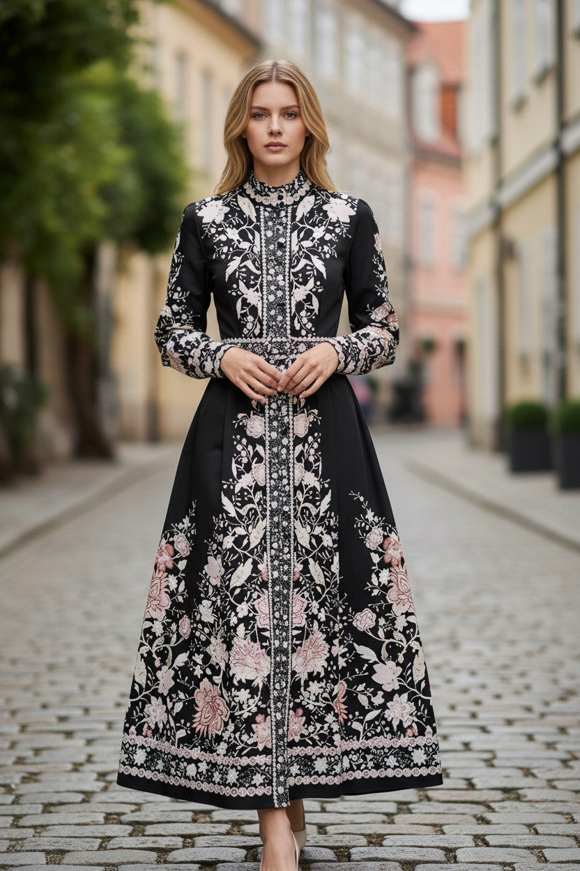 BLOOm Black and white Floral Print Dress