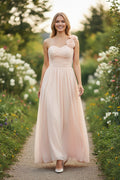 One Shoulder Beige Gown