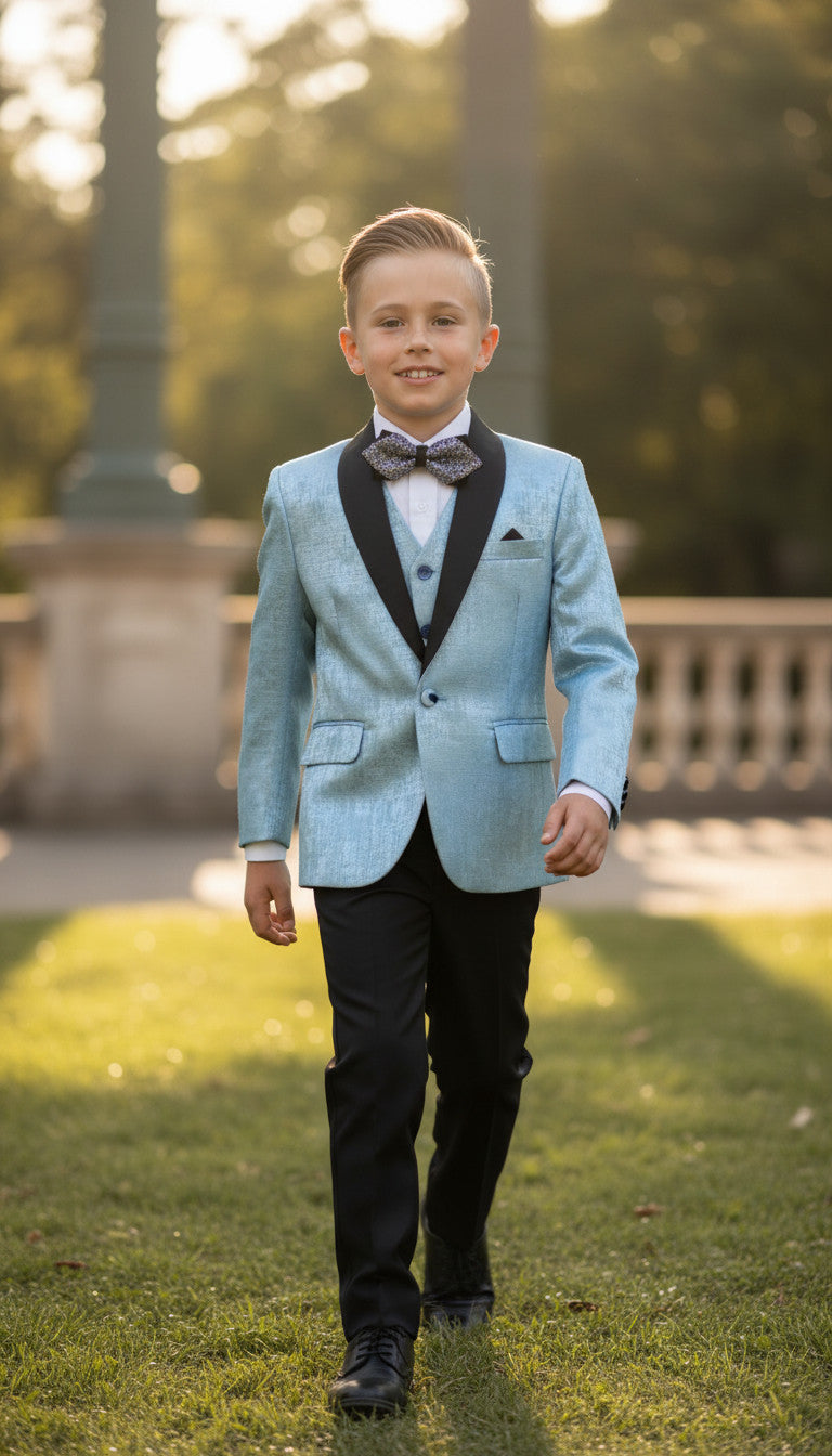 BENJAMIN Sky Jacquard Boys Suit (3 pcs)