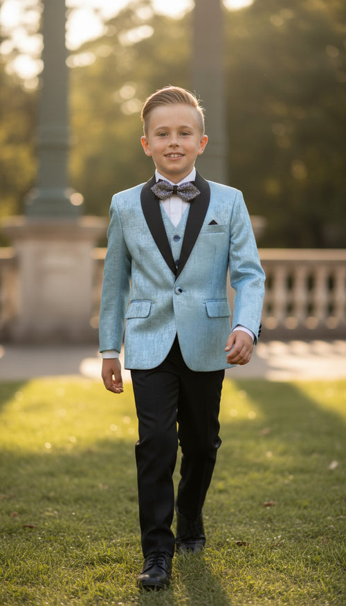BENJAMIN Sky Jacquard Boys Suit (3 pcs)
