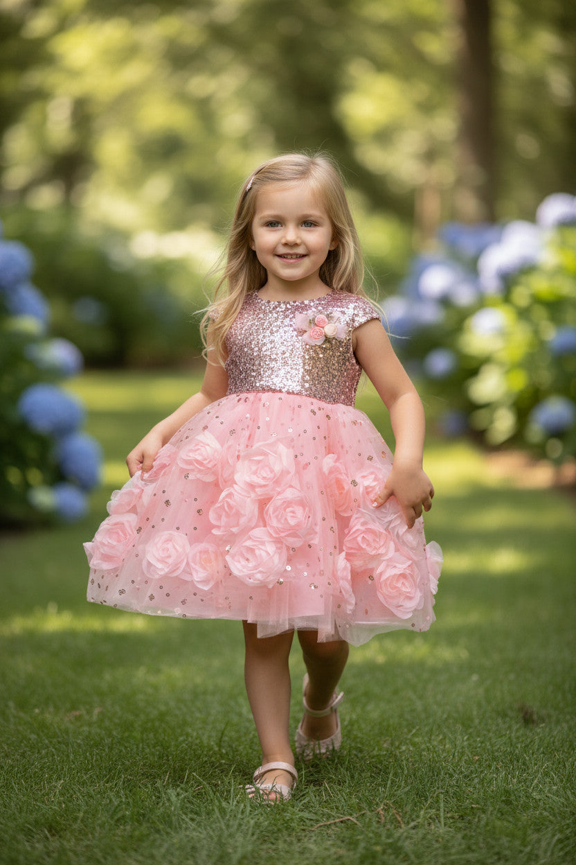 Grace Sequin Rose Dress - Heavenly Pink