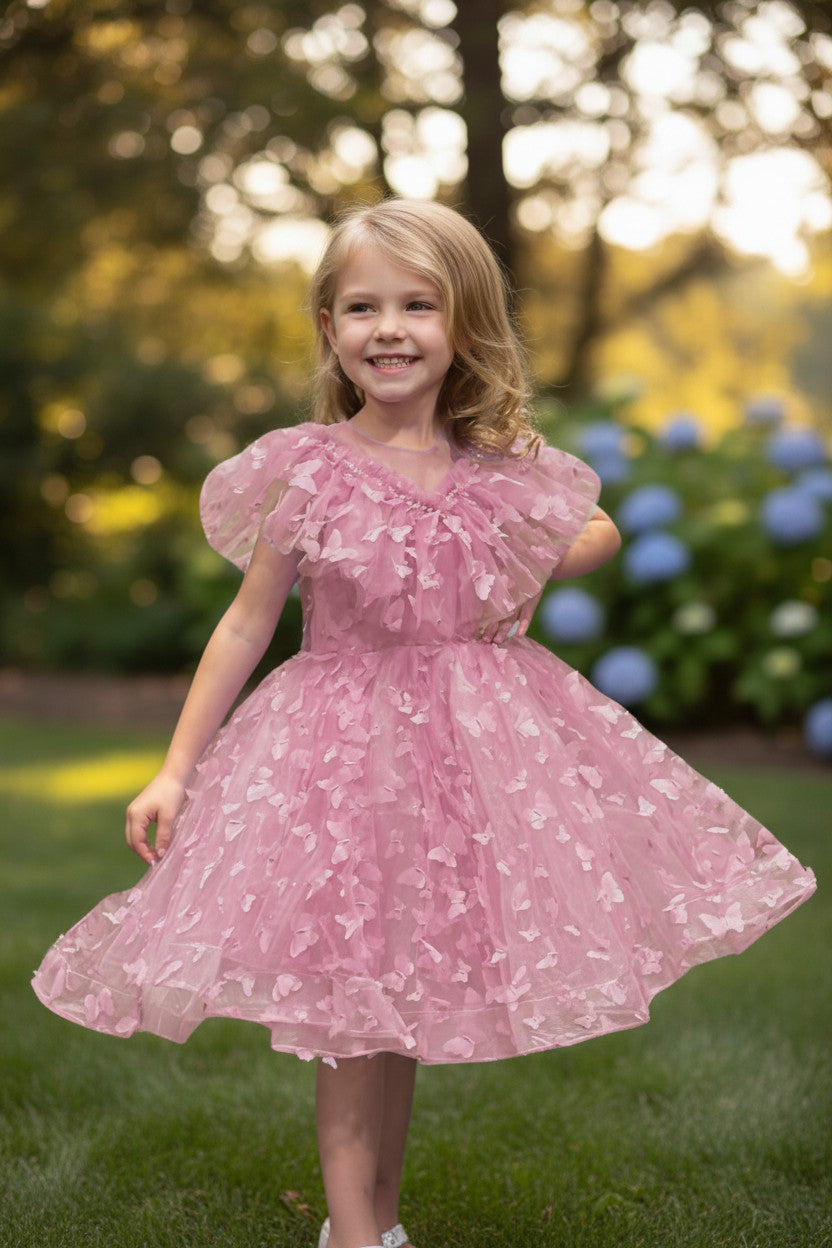 MATILDA 3D butterfly Glitter puffy Dress