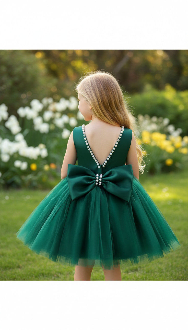 Annalise Tulle Emerald Green Girls Dress