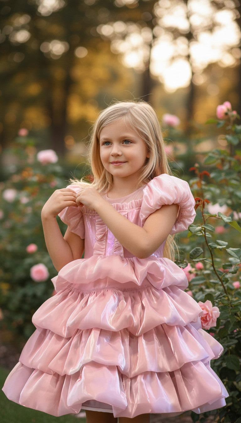 Rosy Tierred Bubble Dress- Dusty Pink