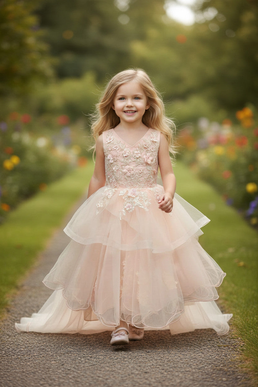 Barbara High Low Peach Birthday Dress